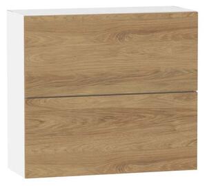 Dvoudveřová závěsná skříňka ADAMA - šířka 60 cm, hickory přírodní / bílá