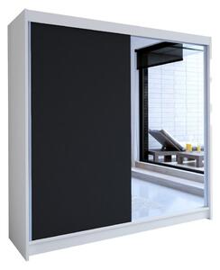 Šatní skříň 180 cm se zrcadlem a LED RGB osvětlením VILMA 1 - bílá / dub sonoma