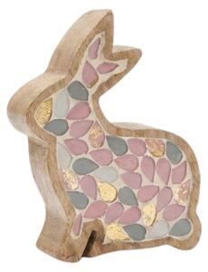 Dřevěný velikonoční zajíc MOSAIC BUN 15 cm, barevný