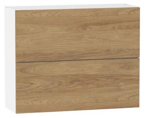Dvoudveřová závěsná skříňka ADAMA - šířka 90 cm, hickory přírodní / bílá