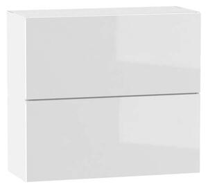 Dvoudveřová závěsná skříňka ADAMA - šířka 60 cm, lesklá bílá / bílá