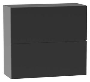 Dvoudveřová závěsná skříňka ADAMA - šířka 60 cm, lesklá černá / šedá