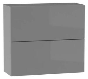 Dvoudveřová závěsná skříňka ADAMA - šířka 60 cm, lesklá šedá / šedá