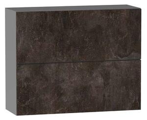 Dvoudveřová závěsná skříňka ADAMA - šířka 90 cm, beton tmavý atelier / šedá