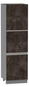 Potravinová skříň ADAMA - šířka 60 cm, beton tmavý atelier / šedá, nožky 15 cm