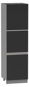 Potravinová skříň ADAMA - šířka 60 cm, lesklá černá / šedá, nožky 15 cm