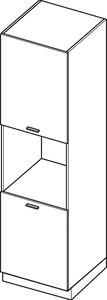 Kuchyňská skříň na vestavnou troubu ADAMA - šířka 60 cm, lesklá černá / šedá, nožky 15 cm