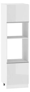 Kuchyňská skříň na vestavné spotřebiče ADAMA - šířka 60 cm, lesklá bílá / bílá, nožky 10 cm