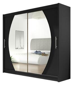 Šatní skříň 180 cm se zrcadlem a LED osvětlením FLORENCIO 4 - černá
