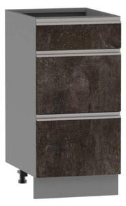 Dolní skříňka se šuplíky ADAMA - šířka 40 cm, beton tmavý atelier / šedá, nožky 10 cm