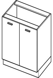 Dolní dvoudveřová skříňka ZAHARA - šířka 60 cm, lesklá černá / bílá, nožky 10 cm