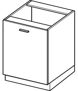 Kuchyňská skříňka s policí ARACY - šířka 60 cm, šedá / bílá, nožky 10 cm