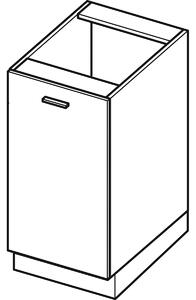 Dolní jednodveřová skříňka ZAHARA - šířka 40 cm, lesklá černá / bílá, nožky 10 cm