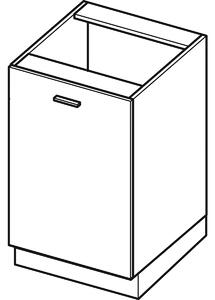 Dolní kuchyňská skříňka ARACY - šířka 50 cm, šedá / bílá, nožky 10 cm