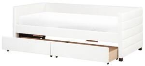 Denní postel s úložným prostorem Umělý samet MARRAY II 90 x 200 cm Krémově bílá