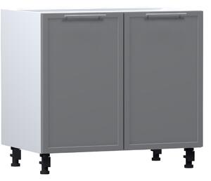 Dvoudveřová skříňka s policí ARACY - šířka 90 cm, šedá / bílá, nožky 10 cm
