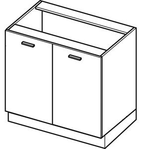 Dvoudveřová skříňka s policí IRENA - šířka 90 cm, lesklá bílá / bílá, nožky 10 cm