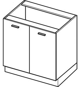 Dvoudveřová kuchyňská skříňka ZAHARA - šířka 80 cm, lesklá černá / bílá, nožky 10 cm
