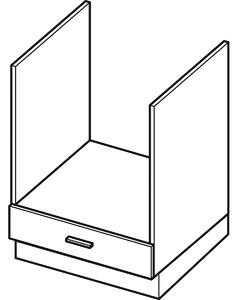 Skříňka pro vestavnou troubu ARACY - šířka 60 cm, šedá / bílá, nožky 10 cm