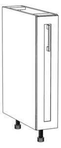 Výsuvná skříňka ARACY - šířka 15 cm, šedá / bílá, nožky 10 cm