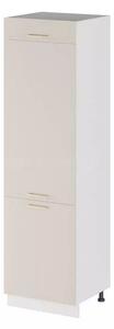 Vysoká skříň na vestavnou lednici ARACY - šířka 60 cm, bílá, nožky 15 cm