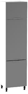 Vysoká skříň na vestavnou lednici ARACY - šířka 60 cm, šedá / bílá, nožky 10 cm