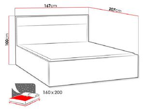 Manželská postel bez matrace s LED osvětlením 160x200 SUCRE - ořech hikora