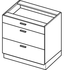 Dolní skříňka se šuplíky ARACY - šířka 80 cm, šedá / bílá, nožky 15 cm