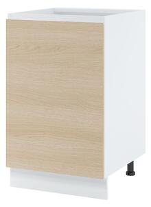 Dolní kuchyňská skříňka IRENA - šířka 50 cm, dub lindberg / bílá, nožky 15 cm
