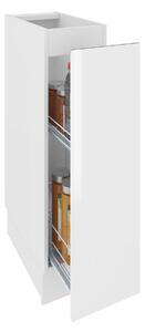 Výsuvná skříňka IRENA - šířka 15 cm, lesklá bílá / bílá, nožky 10 cm