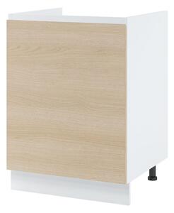 Dřezová skříňka IRENA - šířka 60 cm, dub lindberg / bílá, nožky 15 cm