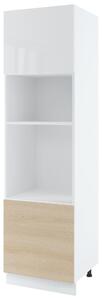 Kuchyňská skříň na vestavné spotřebiče IRENA - šířka 60 cm, dub lindberg / lesklá bílá, nožky 15 cm