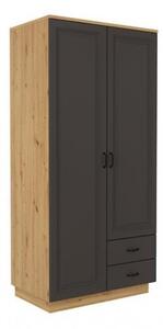Dvoudveřová skříň FATMA - šířka 120 cm, dub artisan / grafit