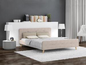 Béžová čalouněná postel AMELIA 160 x 200 cm