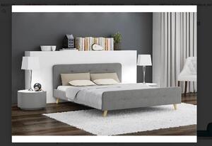 Šedá čalouněná postel AMELIA 140 x 200 cm