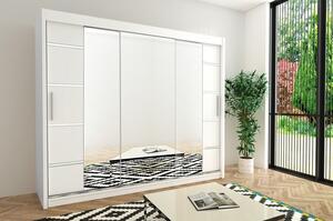 - Elegantní šatní skříň se zrcadly a posuvnými dveřmi Vivien 250 v barvě bílá