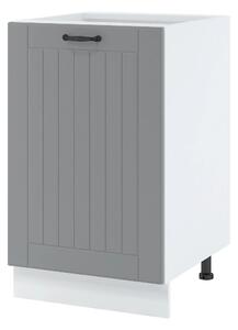 Dolní kuchyňská skříňka LESJA - šířka 50 cm, šedá / bílá, nožky 10 cm