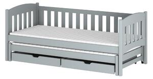 Dětská postel s přistýlkou a šuplíky ADINA - 80x200, šedá