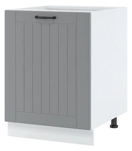 Kuchyňská skříňka s policí LESJA - šířka 60 cm, šedá / bílá, nožky 10 cm