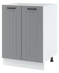 Dolní dvoudveřová skříňka LESJA - šířka 60 cm, šedá / bílá, nožky 10 cm