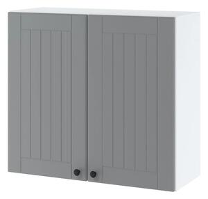 Horní kuchyňská skříňka LESJA - šířka 80 cm, šedá / bílá