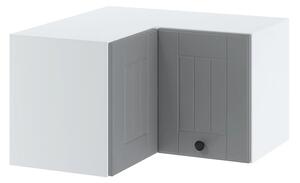 Horní rohová skříňka LESJA - šířka 60 cm, šedá / bílá