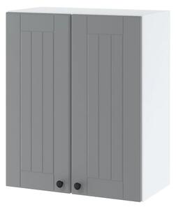 Horní dvoudveřová skříňka LESJA - šířka 60 cm, šedá / bílá