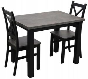 Kuchyňský set stůl 100x70 se 2 židlemi do jídelny M001-2 Černá/Beton