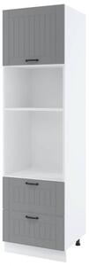 Kombinovaná skříň na vestavné spotřebiče LESJA - šířka 60 cm, šedá / bílá, nožky 15 cm