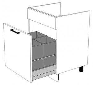 Dřezová skříňka se šuplíkem ZAHARA - šířka 60 cm, lesklá černá / bílá, nožky 10 cm
