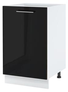 Dolní kuchyňská skříňka ZAHARA - šířka 50 cm, lesklá černá / bílá, nožky 10 cm