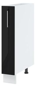 Výsuvná skříňka ZAHARA - šířka 15 cm, lesklá černá / bílá, nožky 10 cm