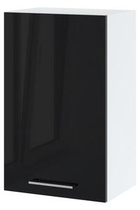 Horní kuchyňská skříňka ZAHARA - šířka 40 cm, lesklá černá / bílá