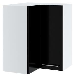 Kuchyňská rohová skříňka ZAHARA - šířka 60 cm, lesklá černá / bílá